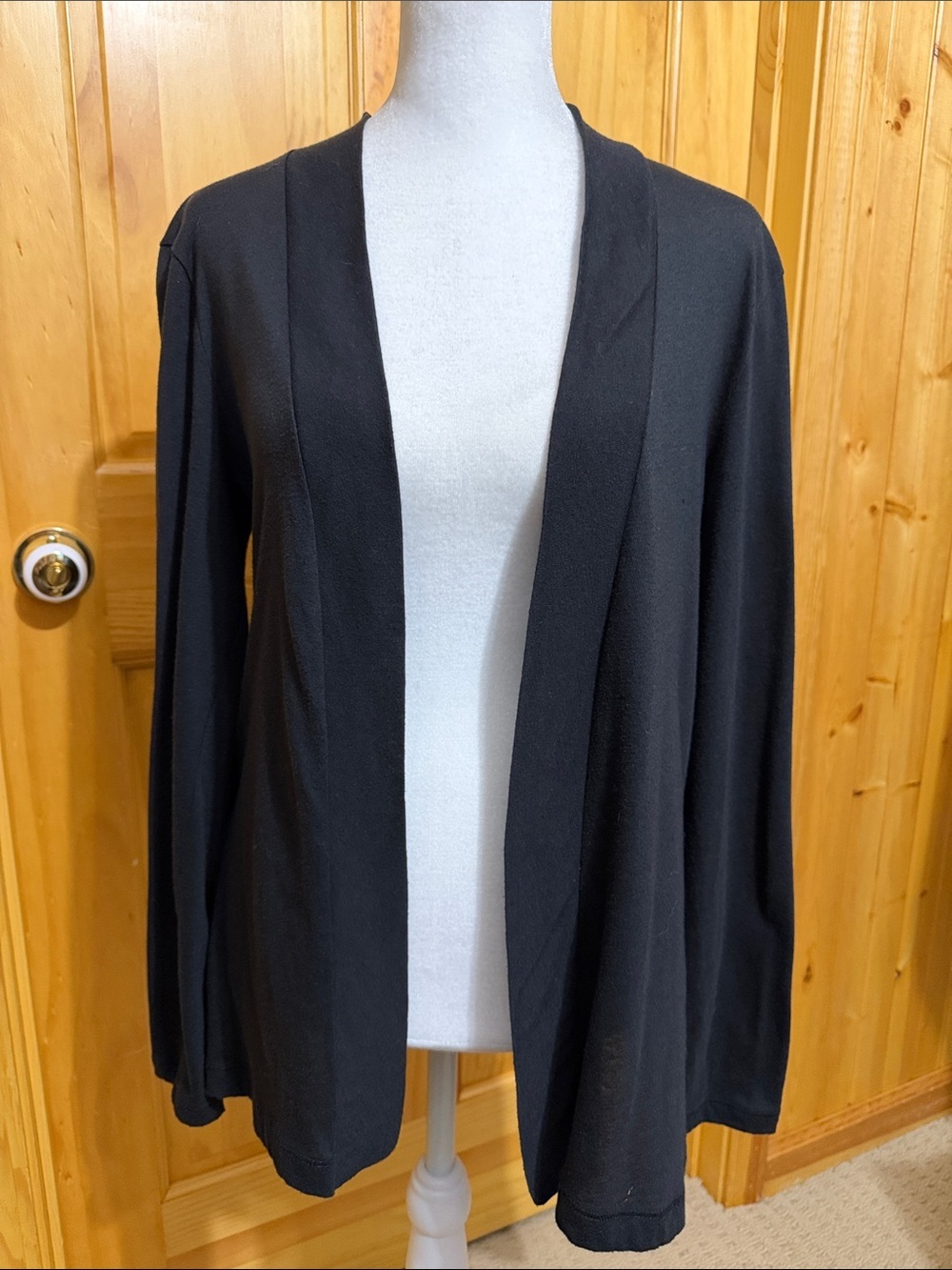 J. Crew Black Open-Front Lightweight Flawed Cardigan Sweater, Size Medium.
